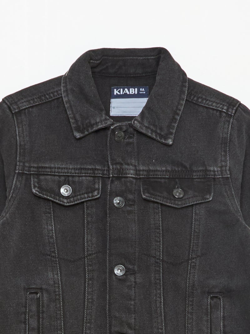 Veste en denim avec ouverture boutonnée Noir - Kiabi