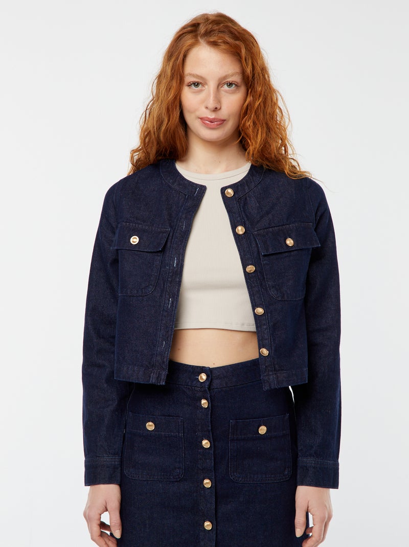 Veste en denim avec poches BLEU - Kiabi