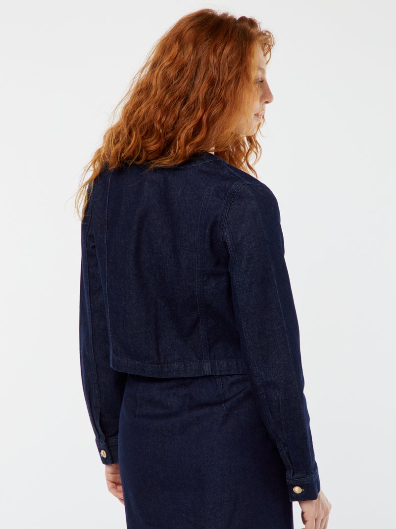 Veste en denim avec poches BLEU - Kiabi