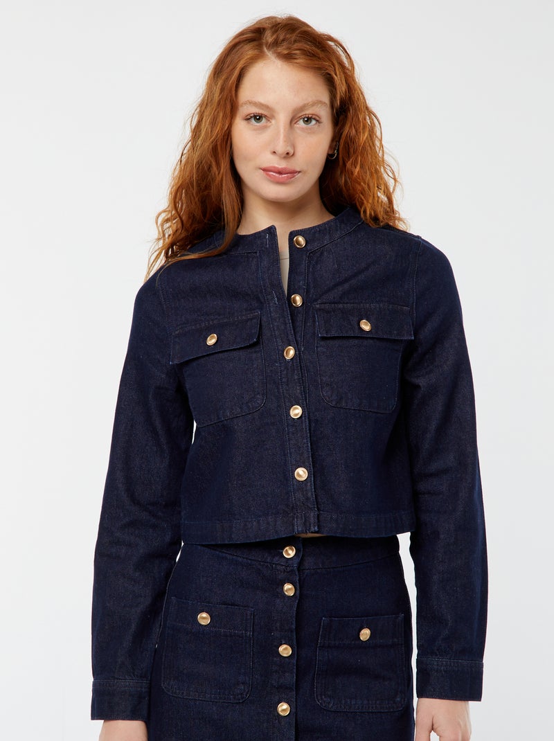 Veste en denim avec poches BLEU - Kiabi