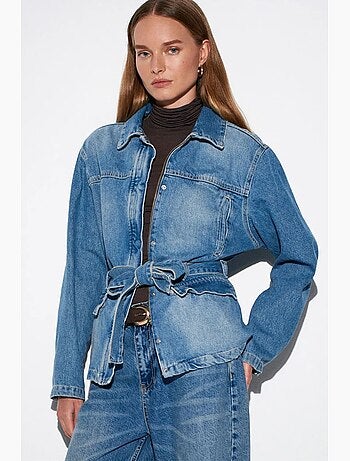 Veste en denim ceinturée pour femme dilvin