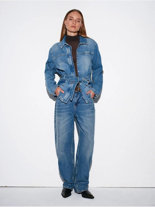 Veste en denim ceinturée pour femme dilvin - Kiabi