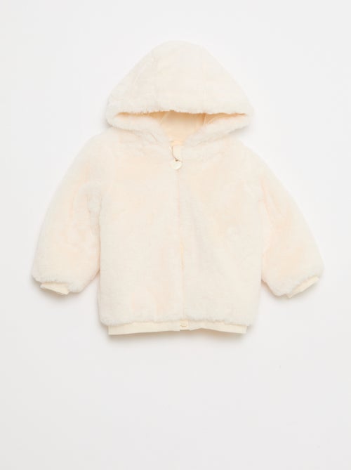 Veste en fausse fourrure à capuche - Kiabi