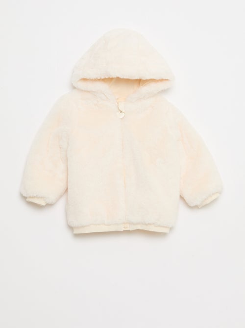 Veste en fausse fourrure à capuche - Kiabi