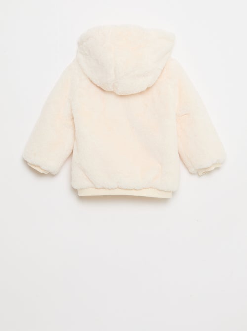 Veste en fausse fourrure à capuche - Kiabi