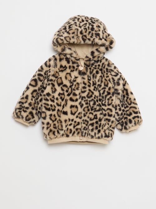 Veste en fausse fourrure à capuche - Kiabi