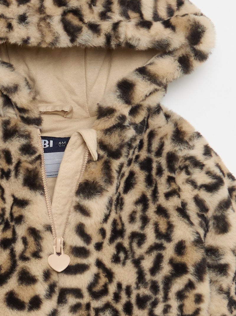 Veste en fausse fourrure à capuche Marron - Kiabi