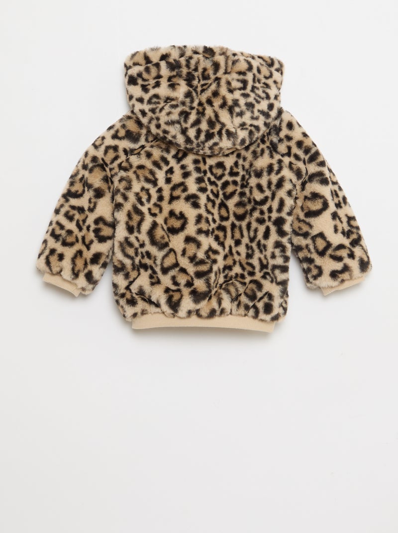 Veste en fausse fourrure à capuche Marron - Kiabi
