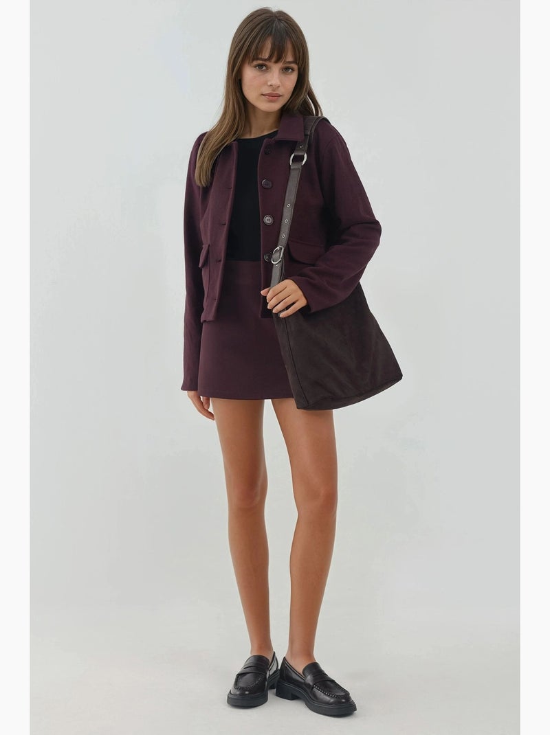 Veste en gabardine texturée avec fermeture à boutons hiccup Mauve - Kiabi