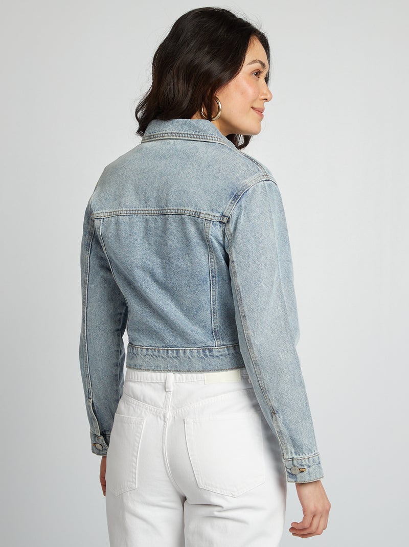 Calvin Klein Jeans - Veste en jean à enfiler avec col à demi-zip - Bleu clair délavé Calvin Klein Jeans - Veste en jean à enfiler avec col à demi-zip - Bleu clair délavé