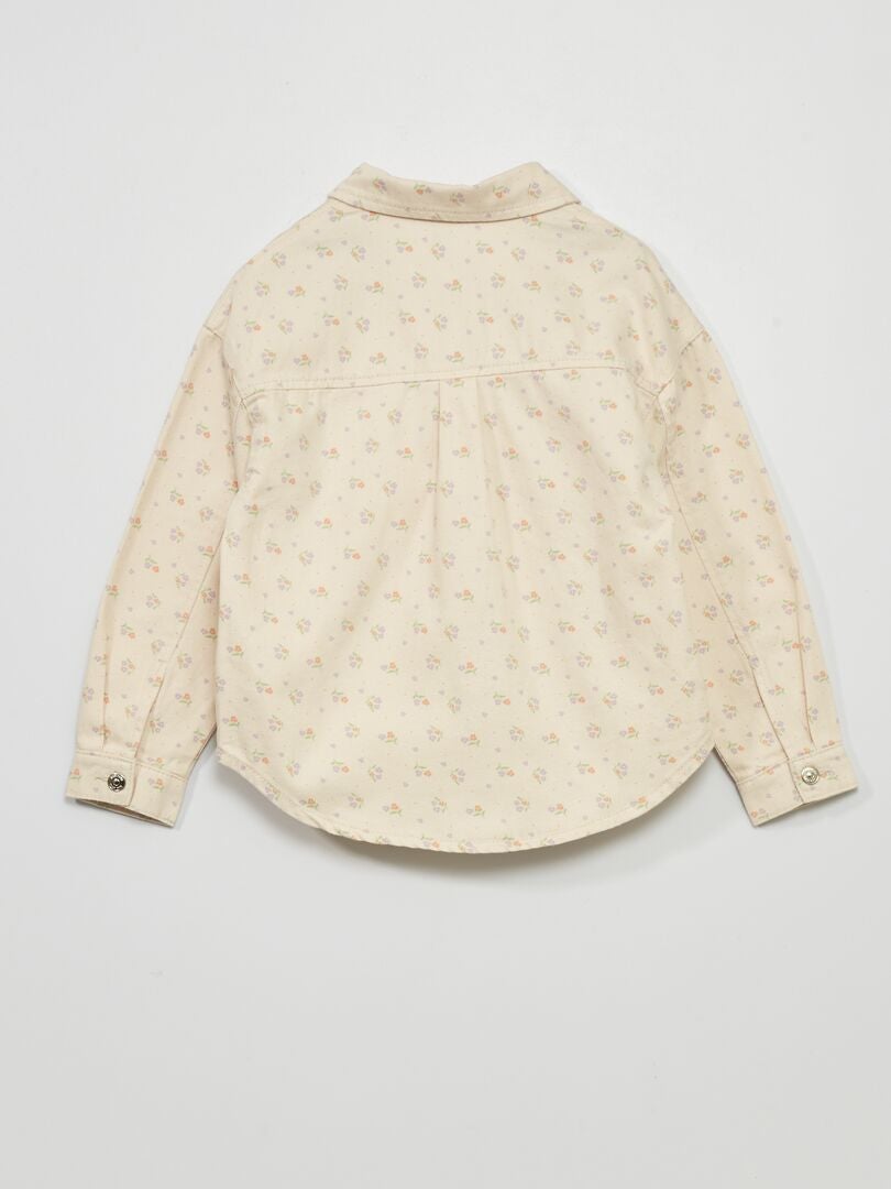 Veste en jean avec broderie fantaisie Beige - Kiabi