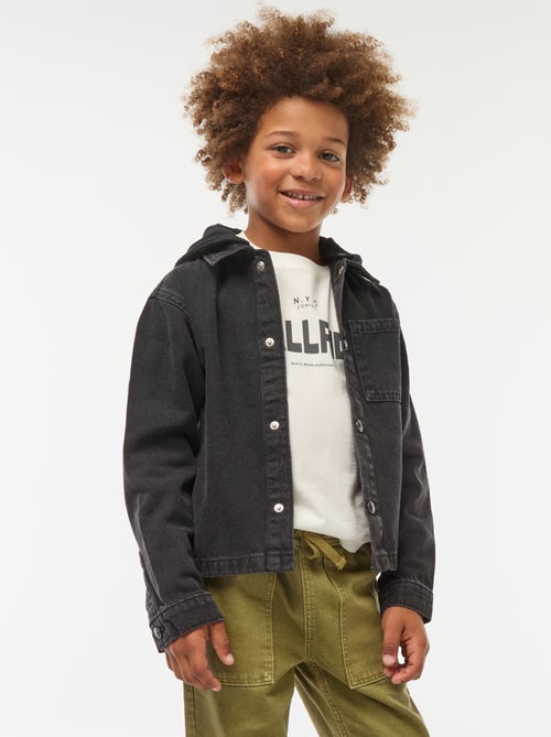 Veste en jean avec capuche - Kiabi