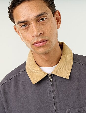Veste en jean avec col en velours côtelé