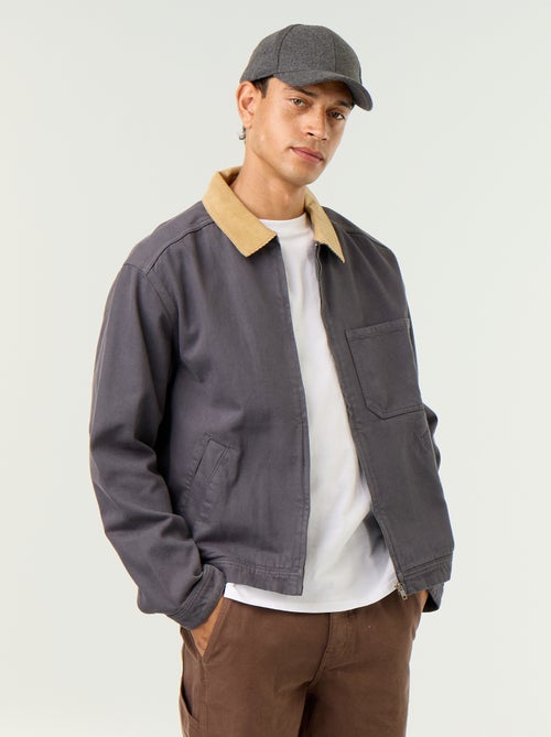 Veste en jean avec col en velours côtelé - Kiabi