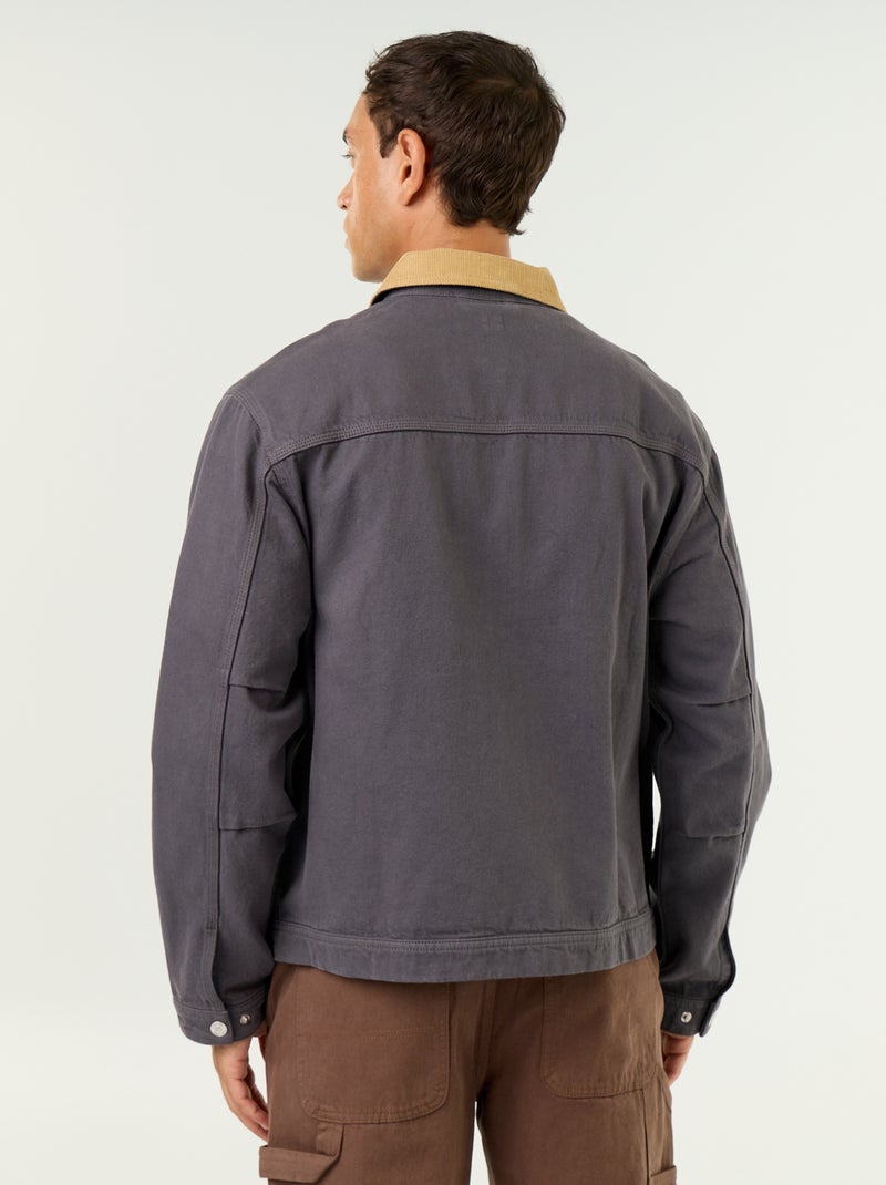 Veste en jean avec col en velours côtelé Bleu - Kiabi