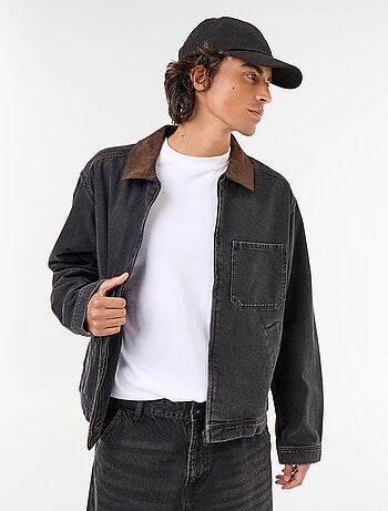 Veste en jean avec col en velours côtelé