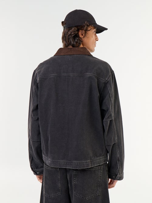 Veste en jean avec col en velours côtelé - Kiabi