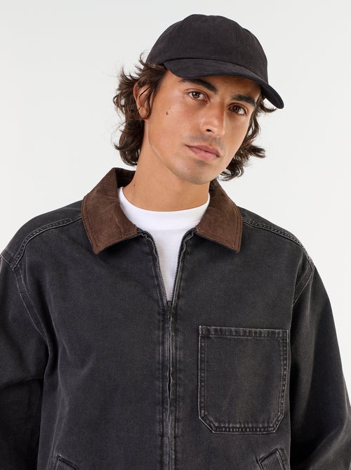 Veste en jean avec col en velours côtelé - Kiabi