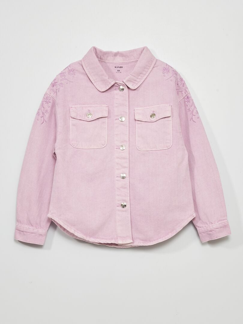 Veste en jean avec imprimé fantaisie Violet - Kiabi