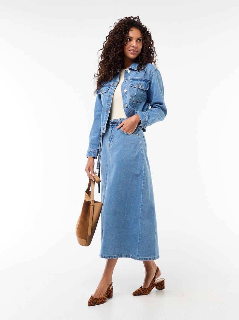 Veste en jean avec poches à rabat Bleu - Kiabi