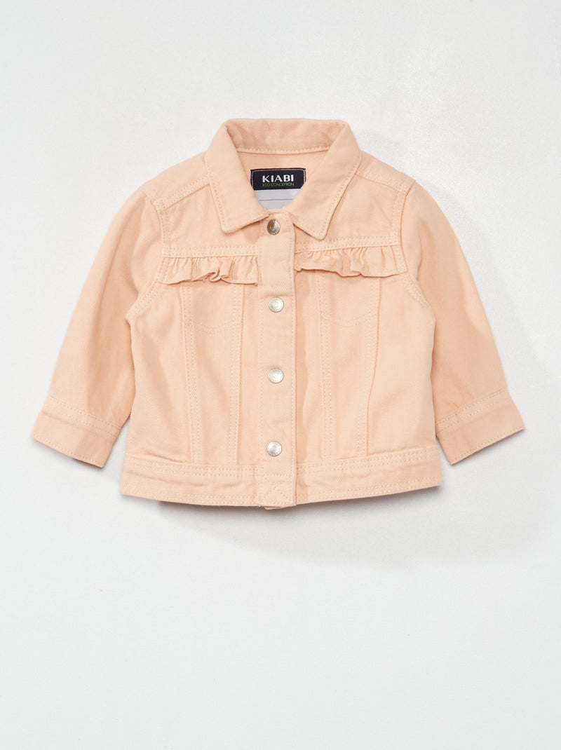 Veste en jean avec volants Rose - Kiabi