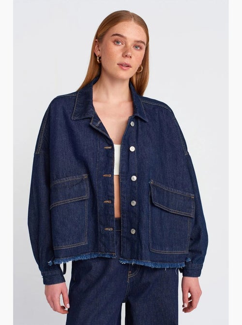 Veste en jean boutonnée ample dilvin - Kiabi