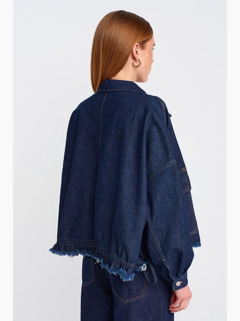 Veste en jean boutonnée ample dilvin Bleu outremer - Kiabi