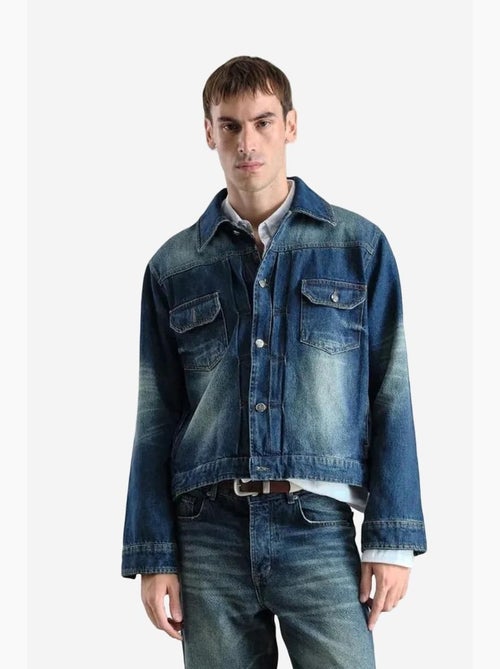 Veste en jean boutonnée avec poche giesto - Kiabi