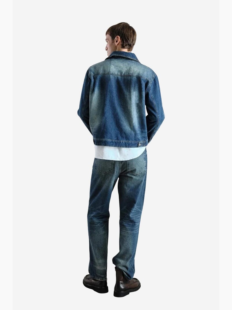 Veste en jean boutonnée avec poche giesto Bleu clair - Kiabi