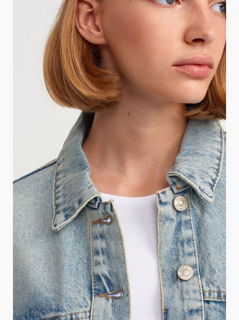 Veste en jean boutonnée dilvin Bleu clair - Kiabi