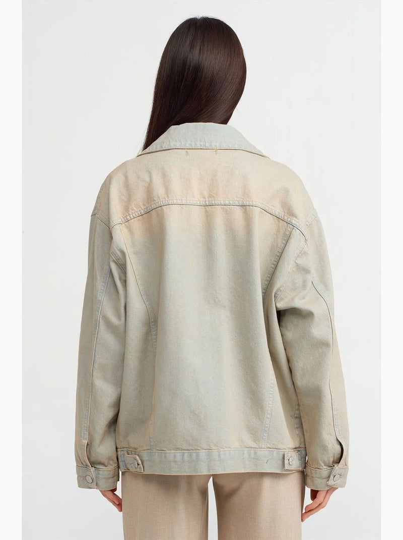 Veste en jean boutonnée dilvin Sable - Kiabi