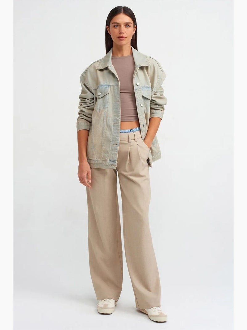 Veste en jean boutonnée dilvin Sable - Kiabi