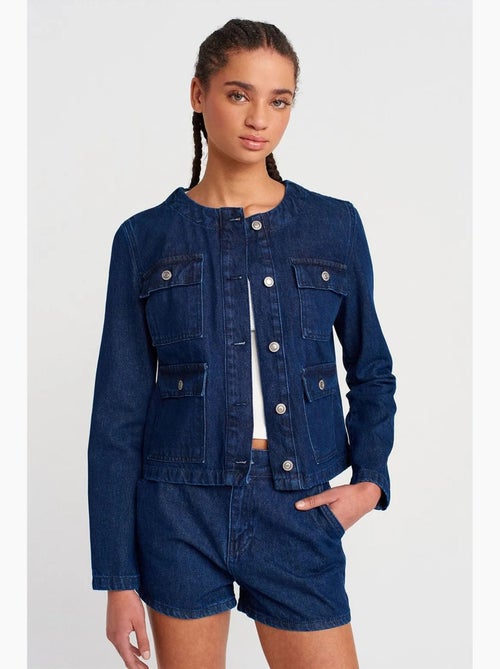 Veste en jean boutonnée en coton dilvin - Kiabi