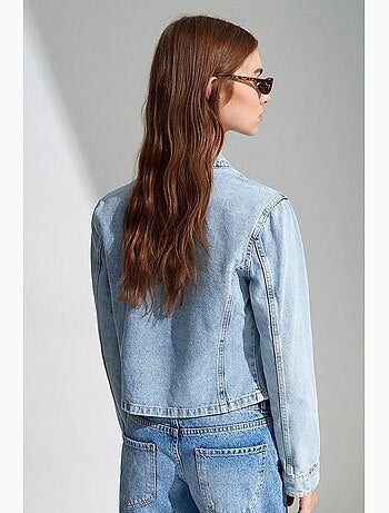 Veste en jean courte à col mandarin dilvin