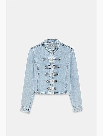 Veste en jean courte à col mandarin dilvin
