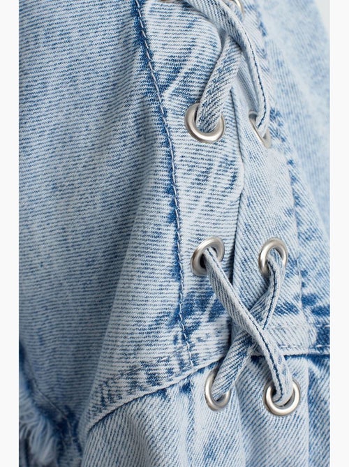 Veste en jean courte col chemise dilvin - Kiabi