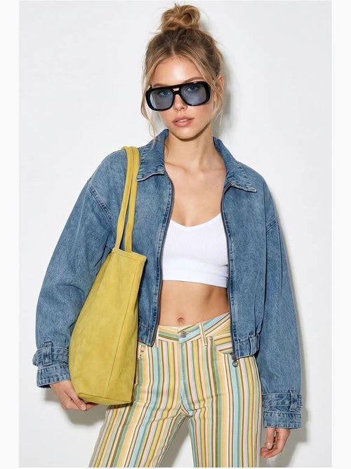 Veste en jean courte oversize femme lucci - Kiabi