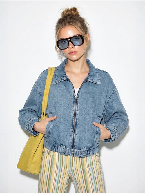 Veste en jean courte oversize femme lucci - Kiabi