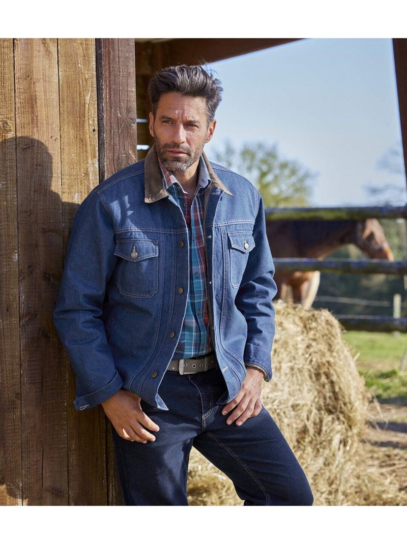 Veste en jean matelassée western   - atlas for men Bleu foncé - Kiabi
