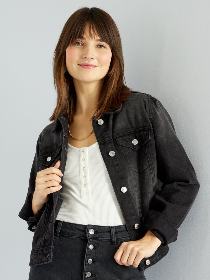 Veste en jean Noir - Kiabi