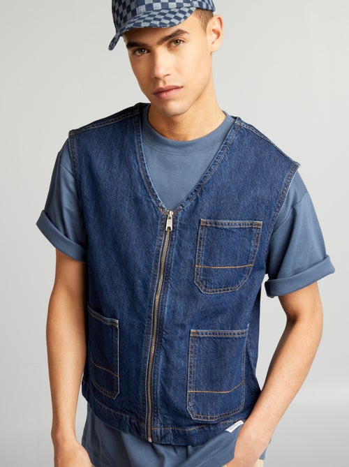 Veste en jean sans manches - Kiabi