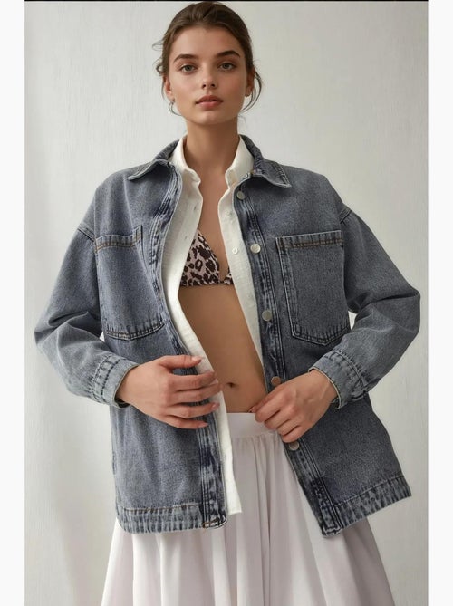 Veste en jean surdimensionnée à double poche bdart - Kiabi Veste en jean surdimensionnée à double poche bdart - Kiabi