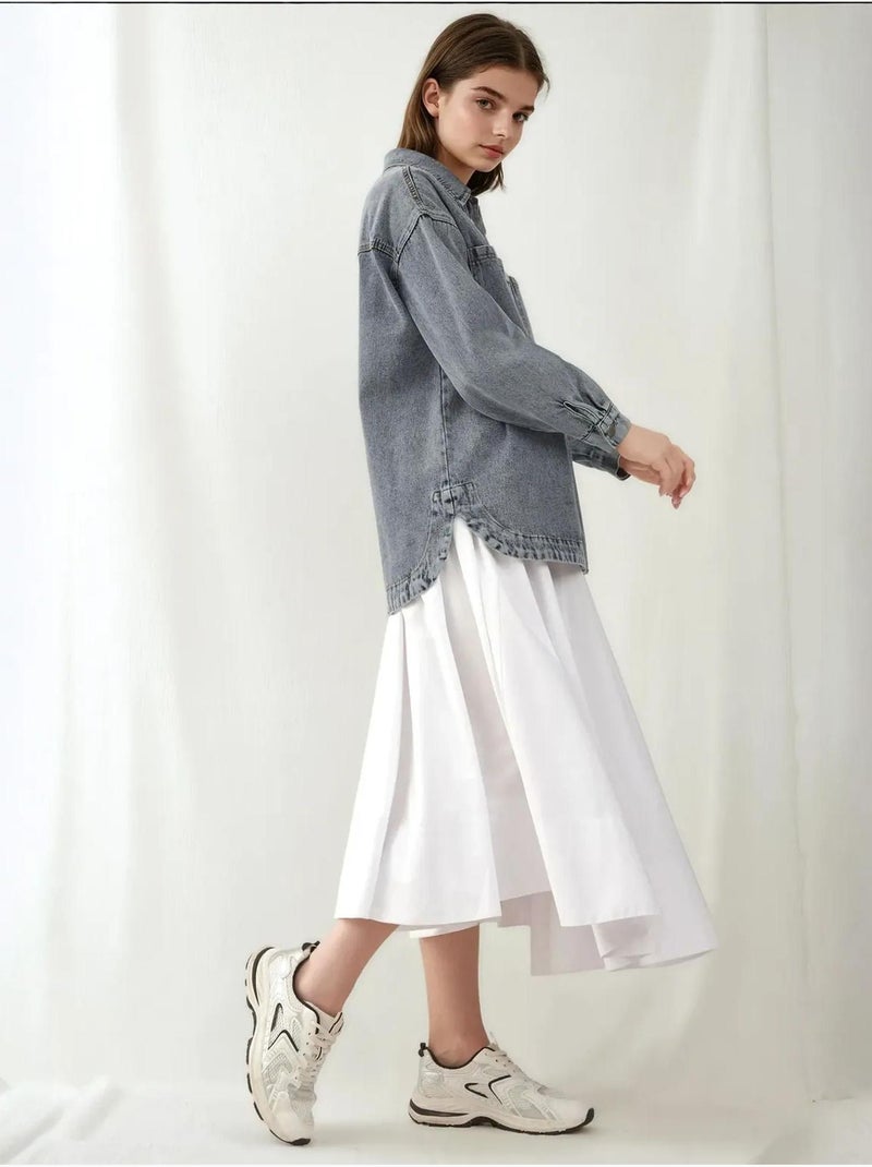 Veste en jean surdimensionnée à double poche bdart Bleu clair - Kiabi