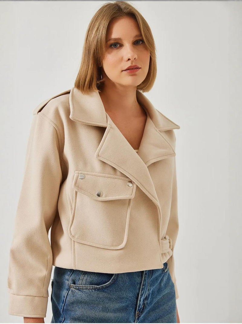 Veste en laine à poche unique lucci Beige argile - Kiabi
