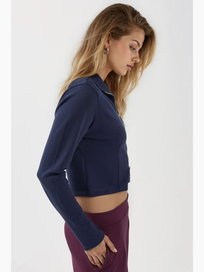 Veste en maille ajustée avec fermeture éclair busem Bleu marine - Kiabi