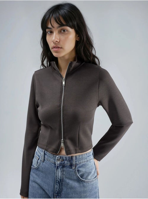 Veste en maille ajustée avec fermeture éclair busem - Kiabi Veste en maille ajustée avec fermeture éclair busem - Kiabi
