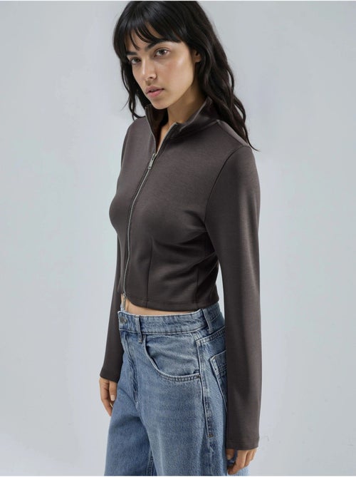 Veste en maille ajustée avec fermeture éclair busem - Kiabi Veste en maille ajustée avec fermeture éclair busem - Kiabi
