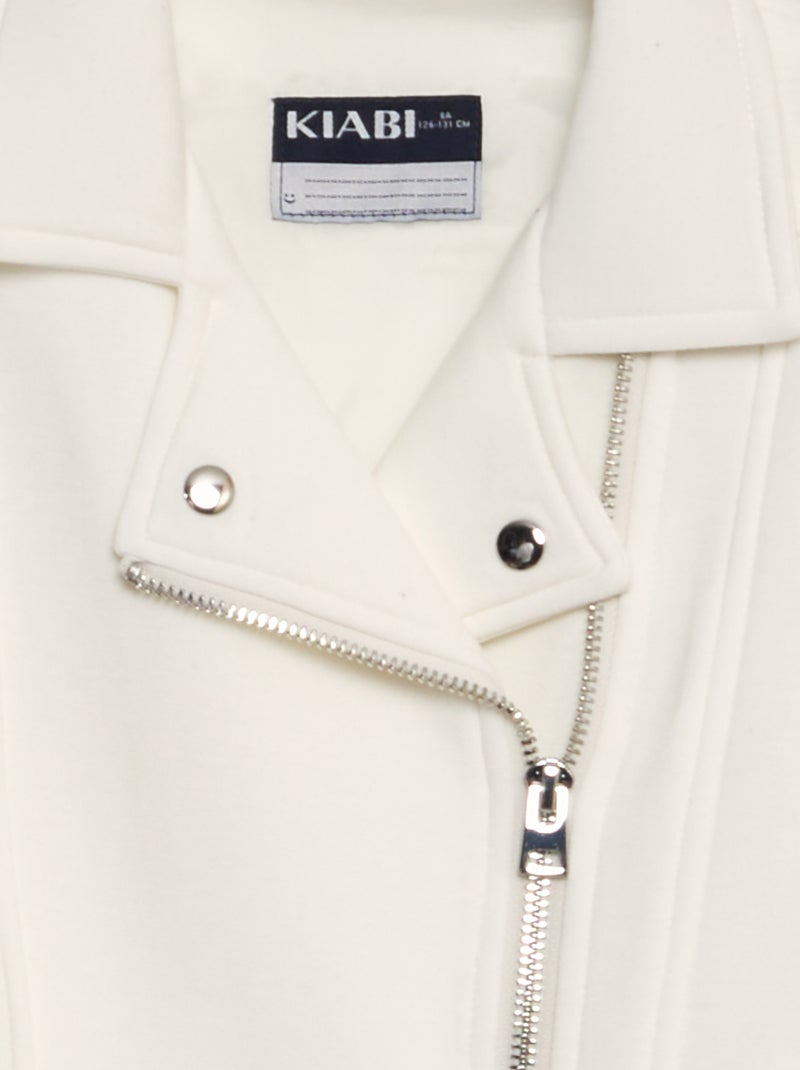 Veste en maille avec ouverture zippée asymétrique blanc - Kiabi