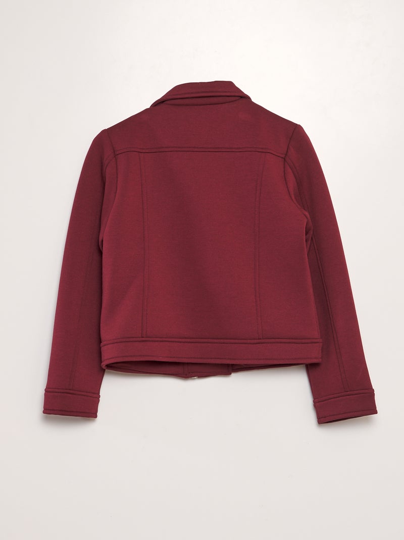 Veste en maille avec ouverture zippée asymétrique Bordeaux - Kiabi