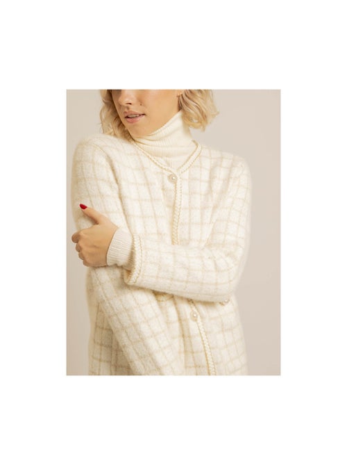 Veste en maille carreaux urvina - Kiabi